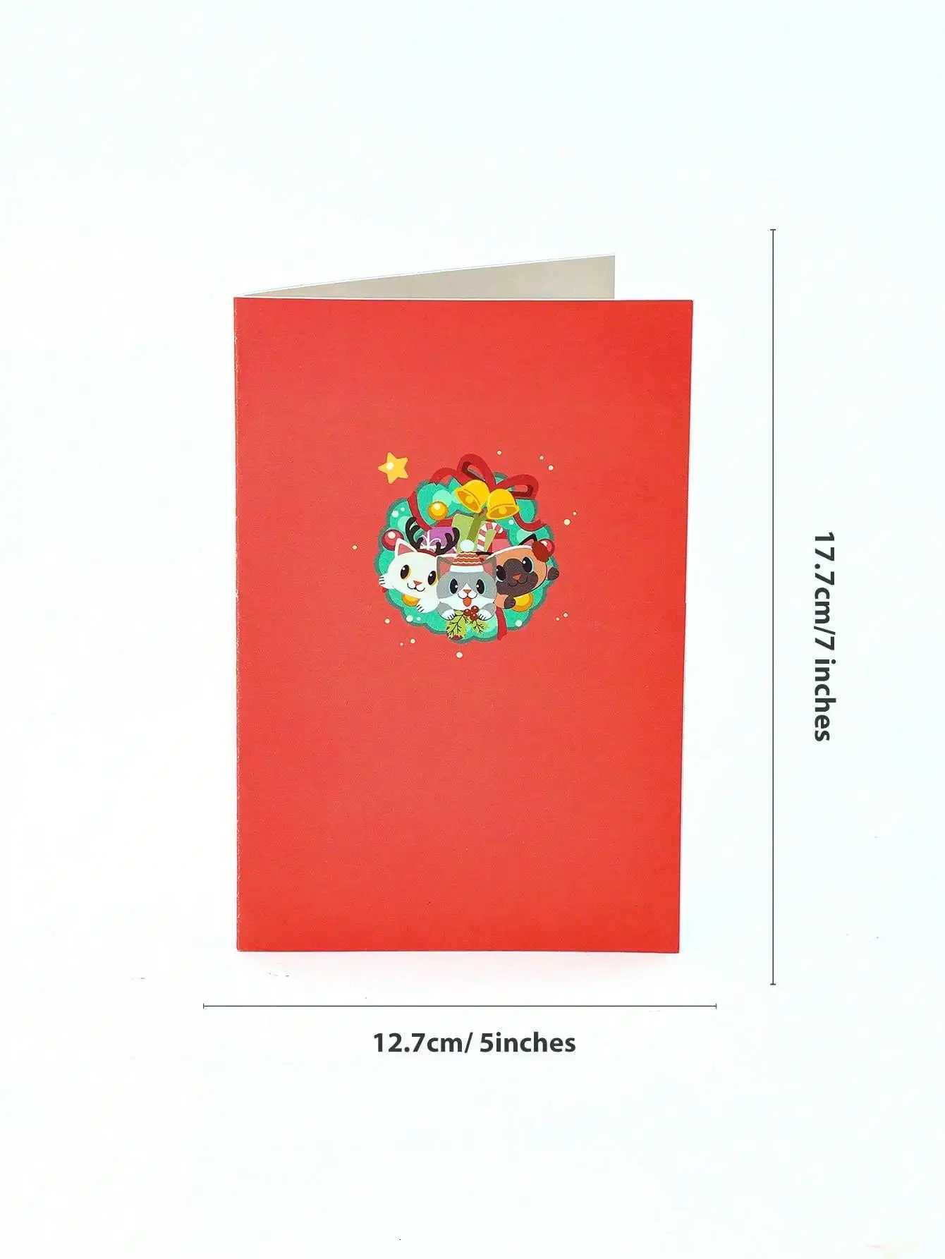 Christmas Kitty -Up Card - 3D Greeting for Her Merry Christmas Gift with Cat Pattern H251210