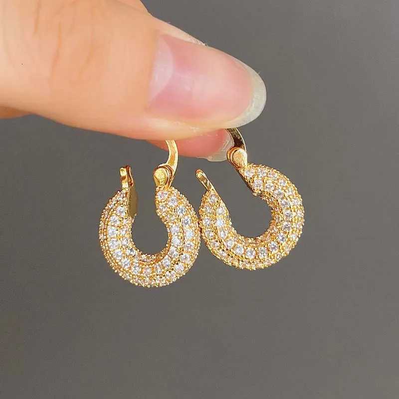 Stainl Steel Gold Color Large Round Hoop Earrings for Wen Exquisite Shiny Zircon Circle Hie Chunky Earring Jewelry Gifts Y251210