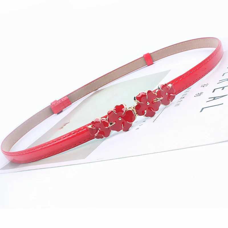 Luxury Adjustable patent women waist leather belt flower girdle for dresses female ladies waistband straps white black Y251210