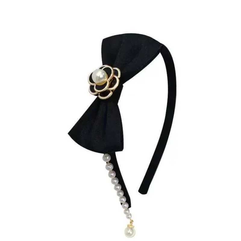 Korean Fabric Bow Hairbands for Women Camellia Flower Pearl Tassel Headbands Fashion Hair Band Headwear Hair AccessoriesT251210