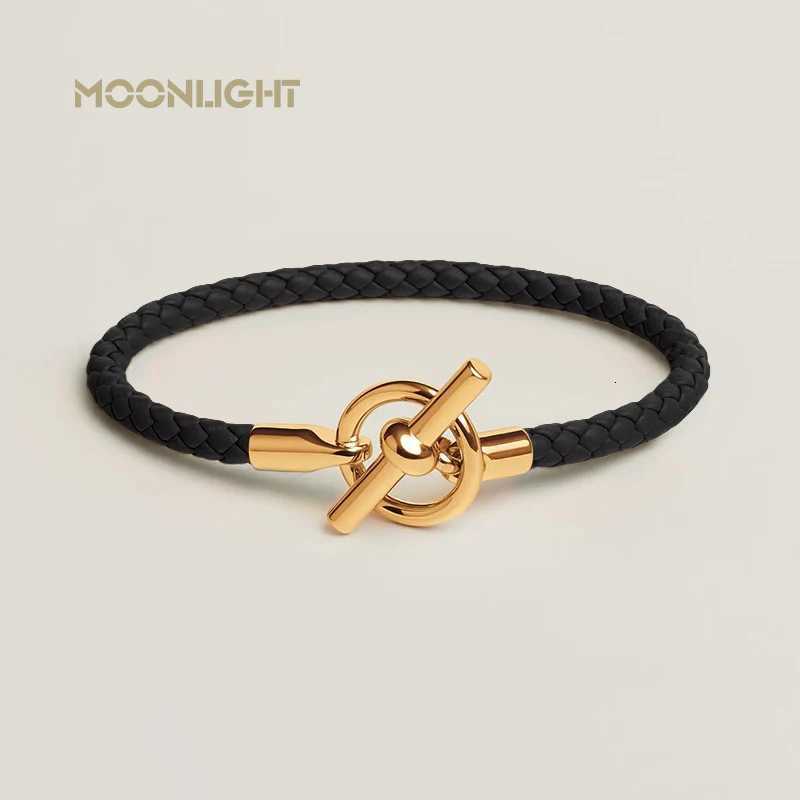 Luxury MOONLIGHT Womens Trendy Gold Color OT Lock Braided Leather Bracelet Classic Designer Men Women Bracelet Fashion Accessories Y251210