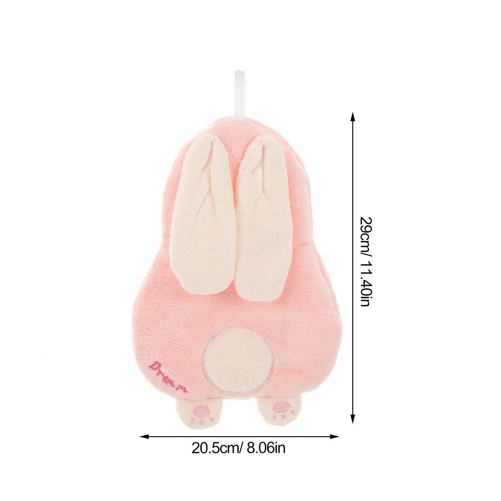 Adorable Bunny Hand Towel Coral Fleece High Absorbency Soft Comfortable Hanging Lanyard Cute Bathroom Kitchen Travel Use C251210