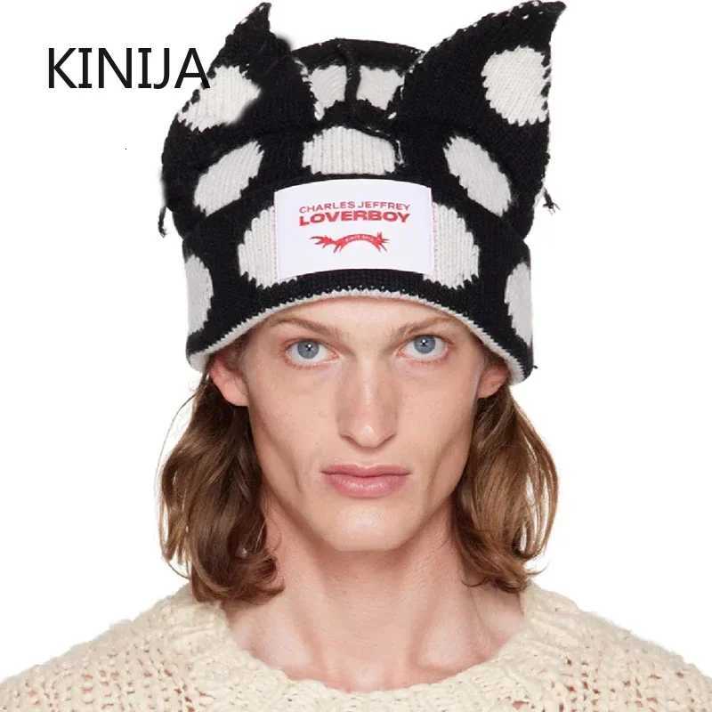 Luxury Winter Cat Ear Skullies Cute Women Fox Hat Crochet Knitted Hat Costume Beanie Hats Women Christmas Gift Hip-hop Cap Cold Hat Y251209