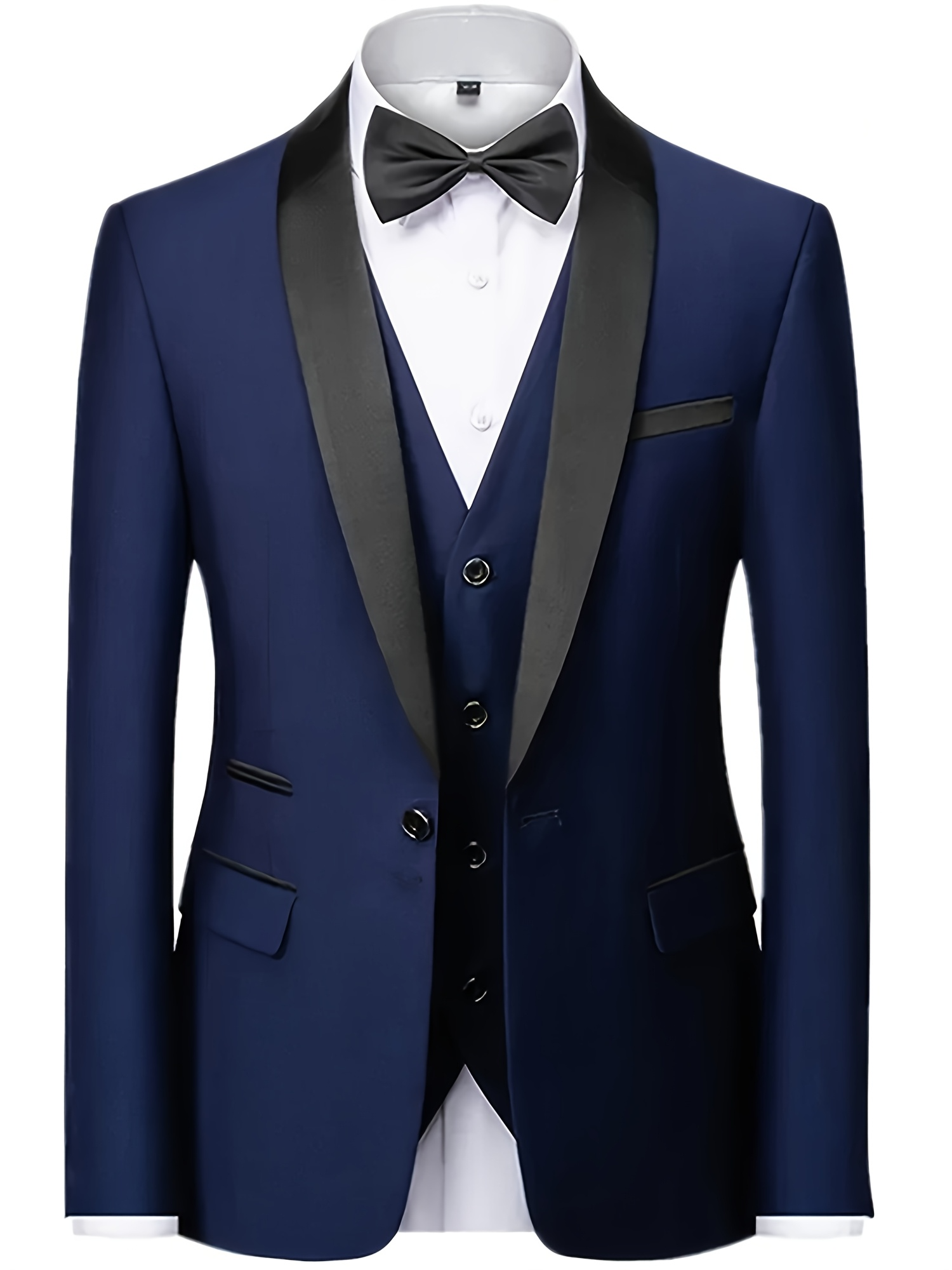 Men's Suits Men's Navy Blue Shawl Lapel Single Blazer - Slim Fit Formal Evening Prom Wedding Suit Jacket