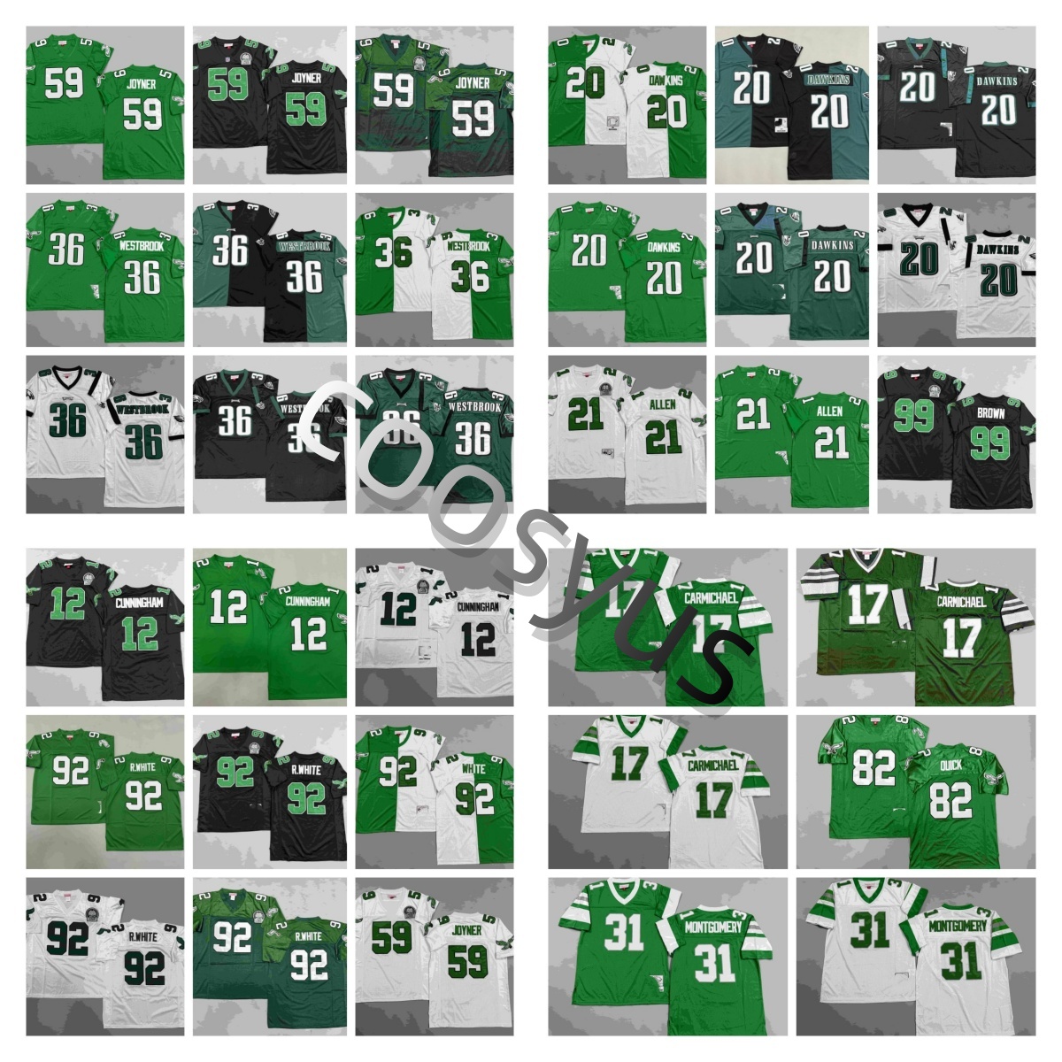 Men Throwback football Jerseys Saquon Barkley Randall Cunningham Reggie White Brian Dawkins Eric Allen Jerome Brown Brian Westbrook Seth Joyner Seth Joyner S-3XL