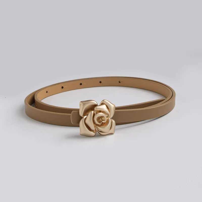 Luxury New Womens Simple and Versatile Rose Buckle Elegant Fashion Accessory Thin Waist Belt Y251210