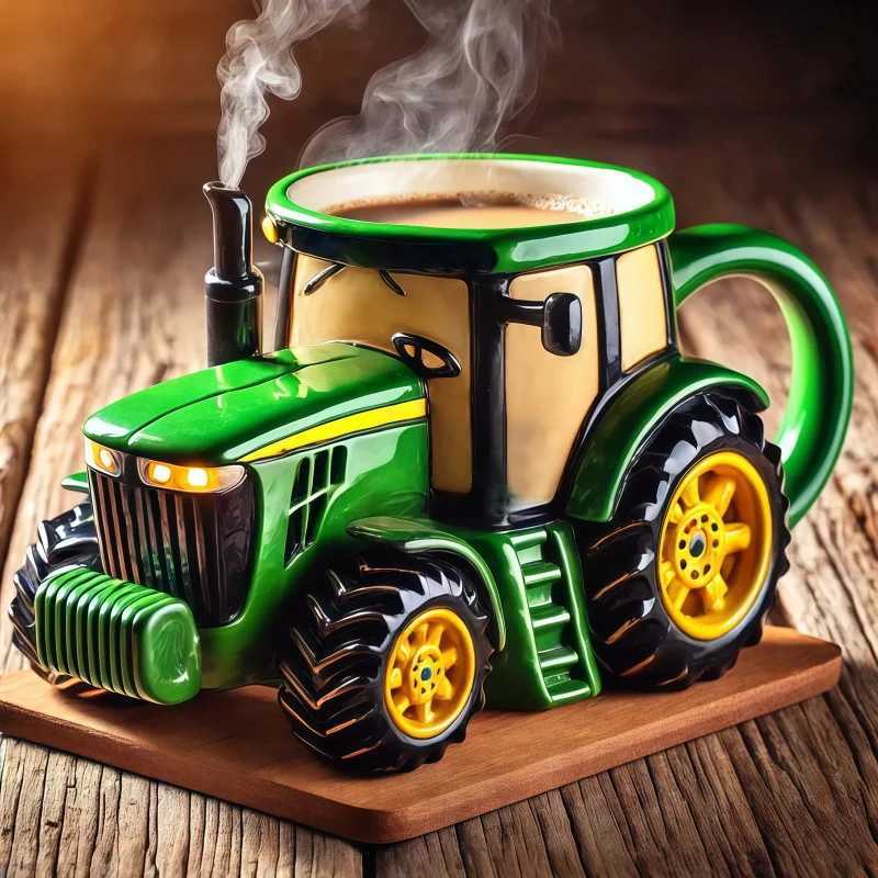Vintage Green Tractor Farm Equipment Themed Mugs Retro Agriculture Design Coffee Mug for Farmers And Agriculture Lovers C251210