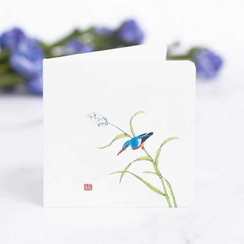10Pcs/Set Chinese Style Flower Bird Greeting Cards Birthday Wedding Thank You Blessing Card Invitations for Mothers Fathers Day H251210