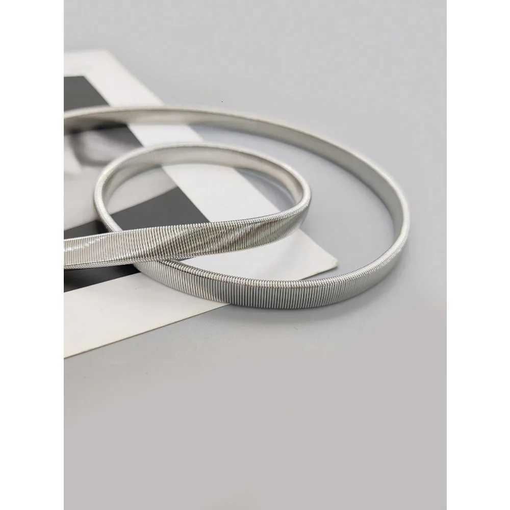 Luxury 1pc Silver Elastic Metal Waist Chain Belt For Women Suitable For Daily Wear With Dresses And Coats Y251210