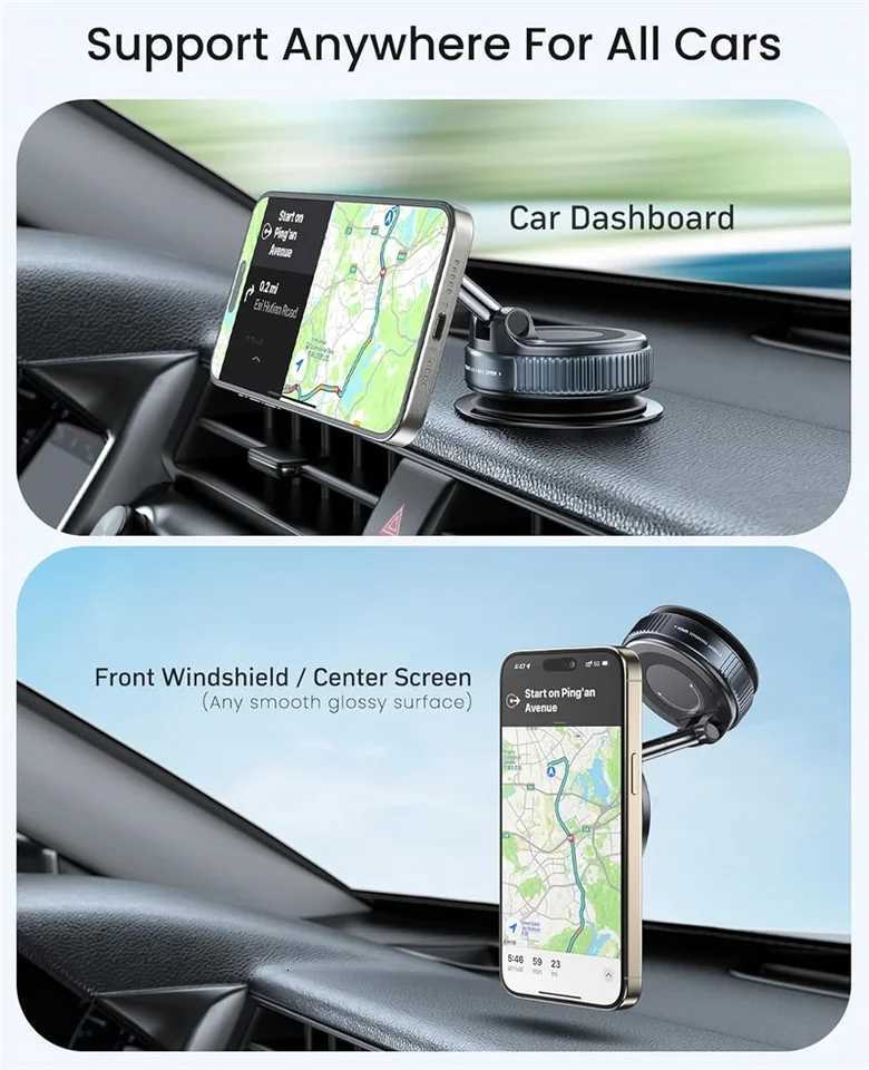 Vacuum Magnetic Suction Cup Phone Mount for 360 Adjustable Magnetic Phone Holder Foldable Portable Cell Phone Holders C251210