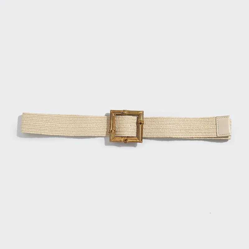Luxury Korean Version of The Summer PP Laffia Grass Elastic Woven Bamboo Buckle Belt with Beautiful Casual National Wind Womens Belt Y251210