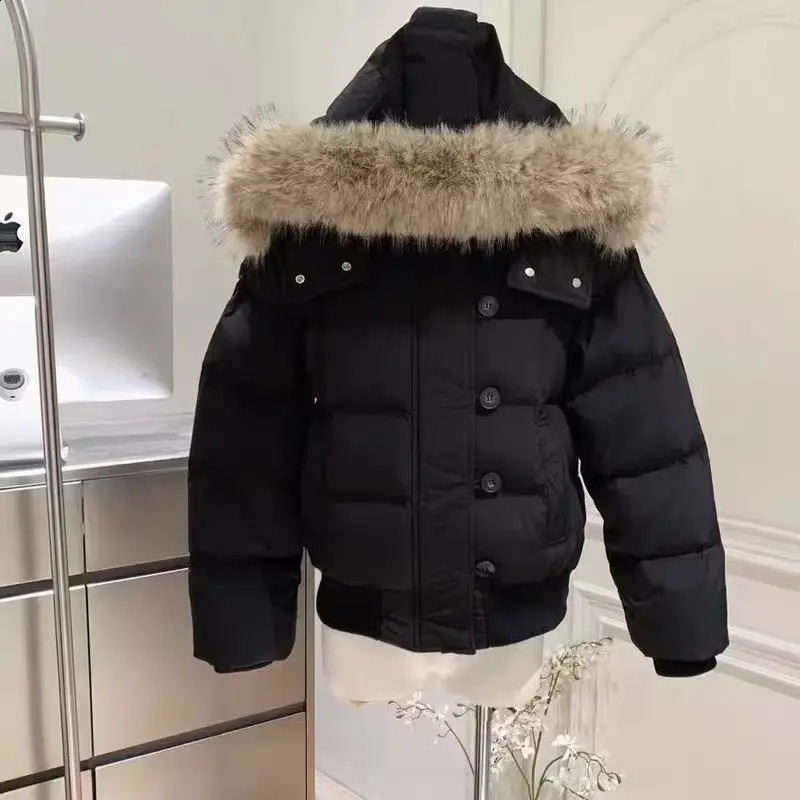 Retro Harajuku Fur Collar Warm Solid Color Women Hoodie Lining Cotton Coat Winter Loose Casual Slim Thick Jackets Winter Clothes 251209