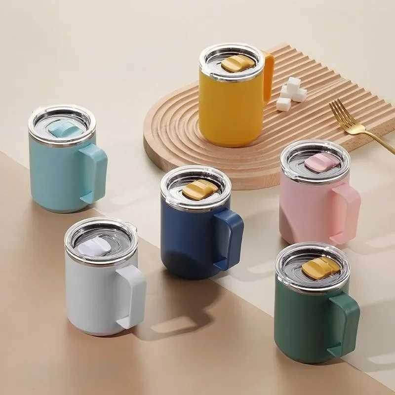 450ml Stainless Steel Mug Vacuum Mug With Handle and Lid Leak-Proof Coffee Cup Thermos For Home Office Milk Cup Water Bottle C251210