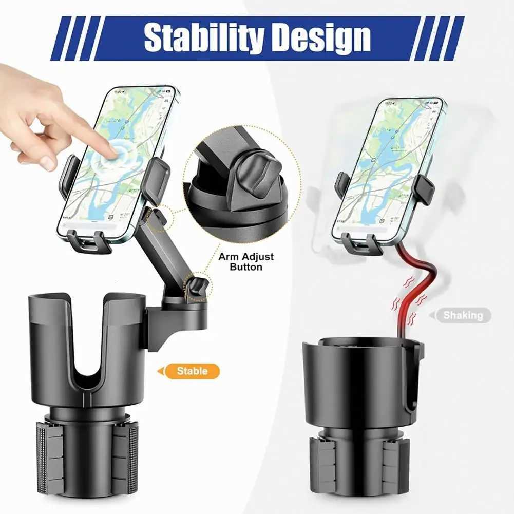 Universal Car Phone Holder Rotating Eable Base 2-in-1 Phone Mount and Cup Holder for Drink Bottles Car Mobile Phone Stand C251210