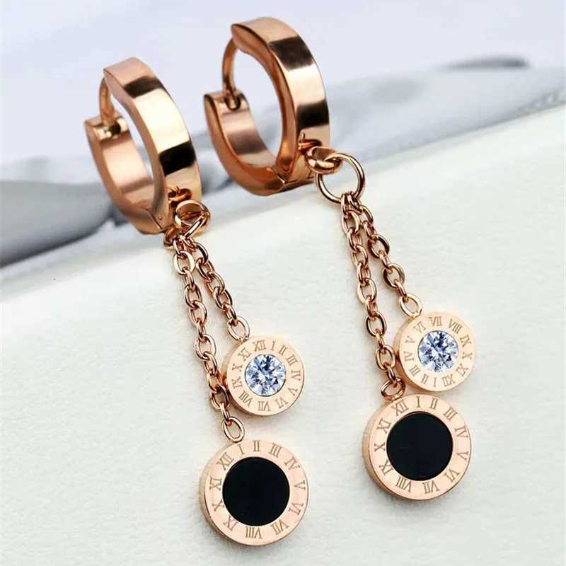 2021 New Classic Ran Digital Disc Pendant Rose Gold Long Earrings Girls Luxury Jewelry Party Fashion Accories For Wan Y251210
