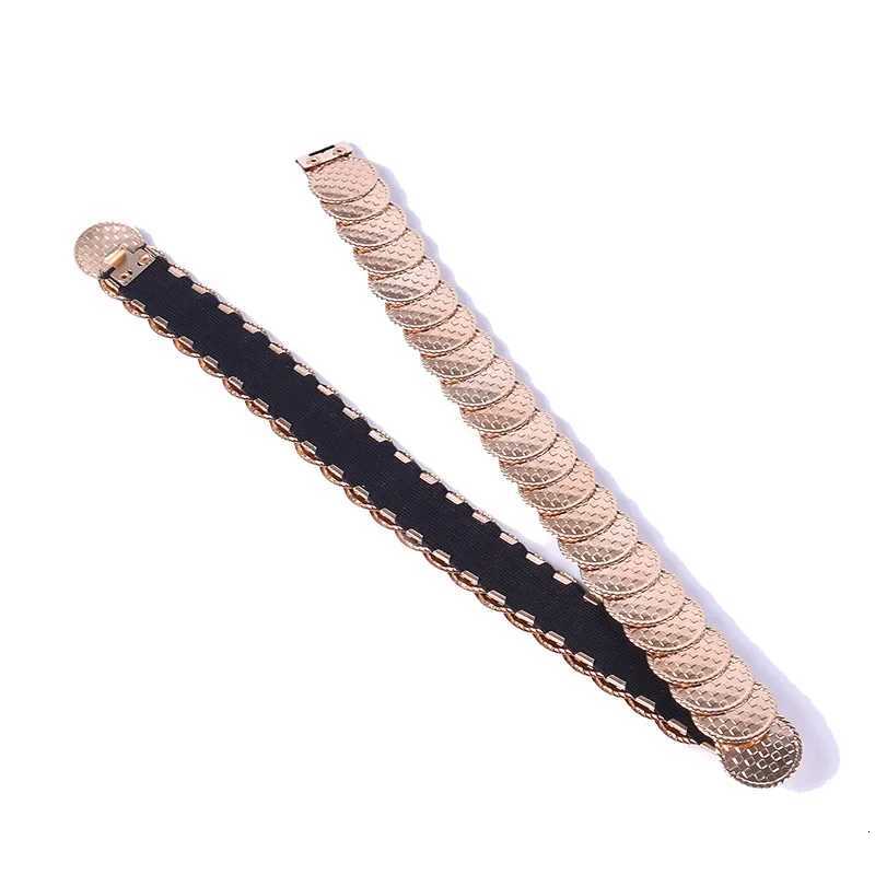 Luxury Gold and Silver Stretchy Women Waist Belt with Full Metal Piece Deco Y251210