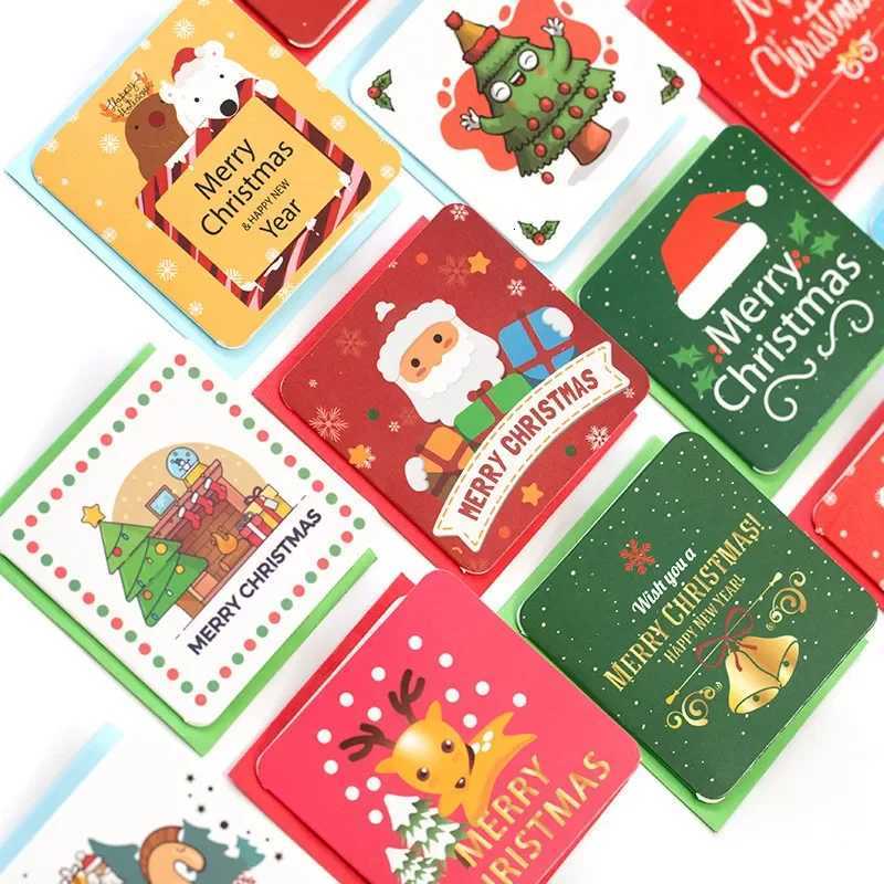 24 Pcs/lot Christmas Greeting Card Mini Blessing Card Envelope Holiday Party New Years Party Invitation Card Postcard Gift Card H251210
