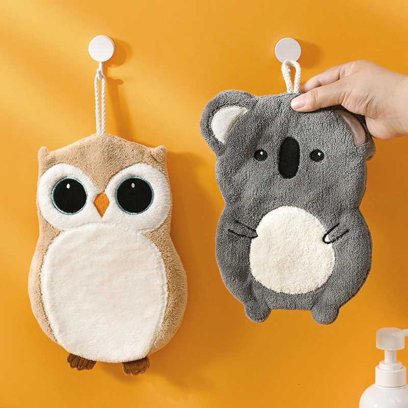 Cute Animal Cartoon Hanging Hand Towels Fluffy Towels Quick Drying Cloth Ultra Absorbent Hand Towels Cartoon Owl Koala Shape C251210