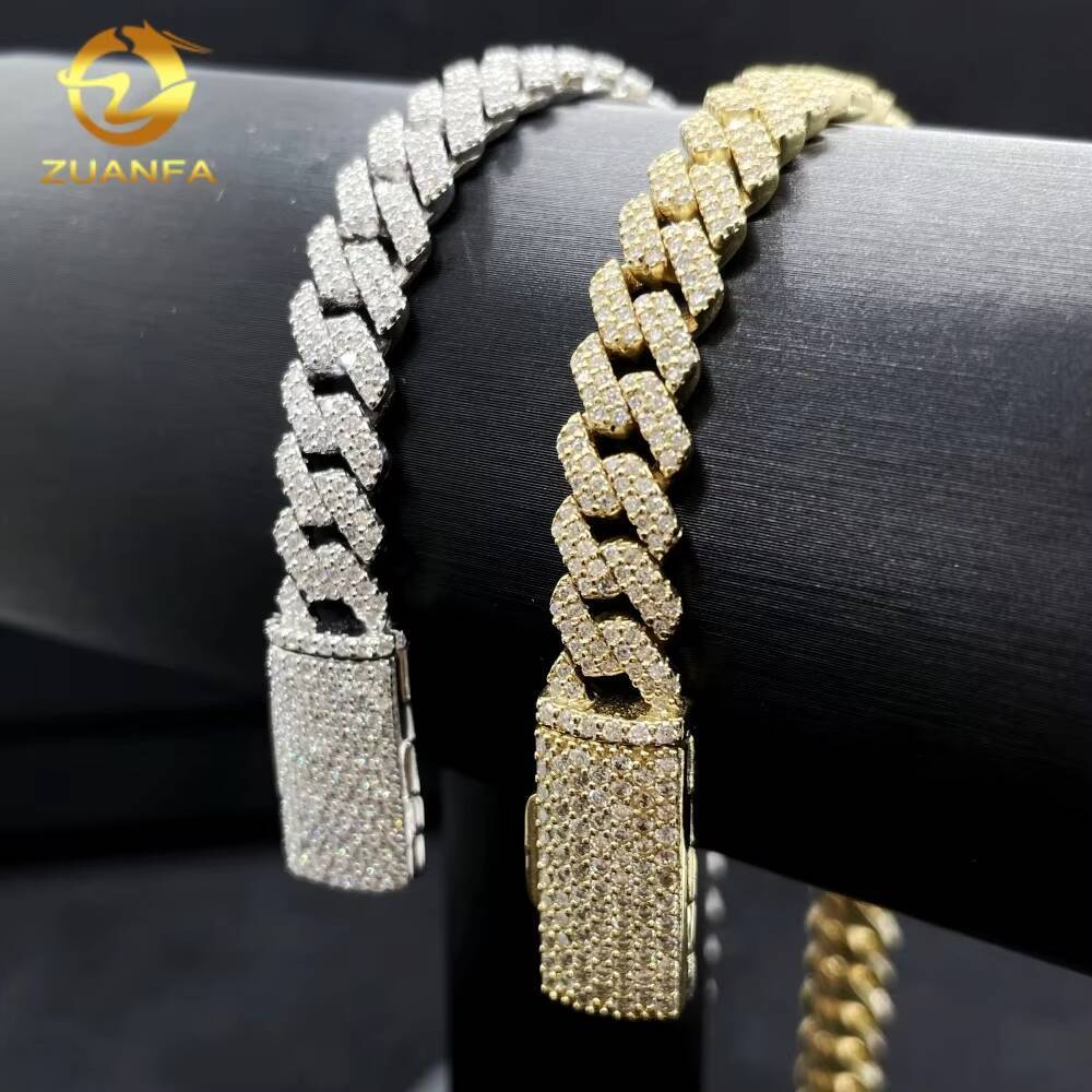 Drop Shipping RTS Pass Diamond Tester Solid 925 Silver 8MM Iced Out Hip Hop Jewelry VVS Moissanite Cuban Link Bracelet for Men