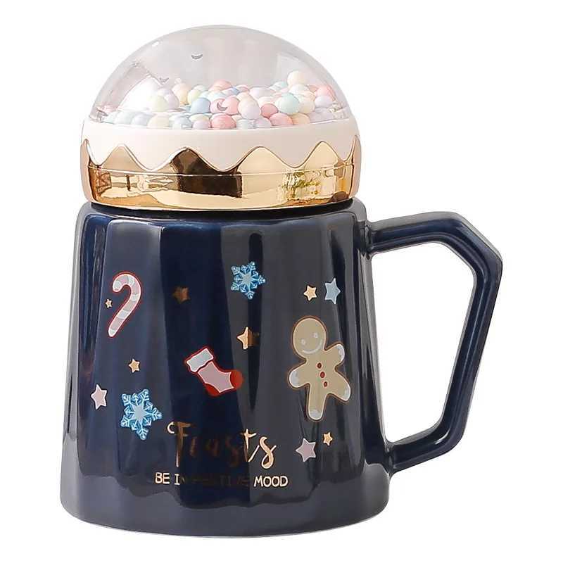 Creative Ceramic Christmas Mugs Set with Lid And Santa Claus Spoon Xmas Gift Coffee Milk Drinking Cup for Home Office C251210