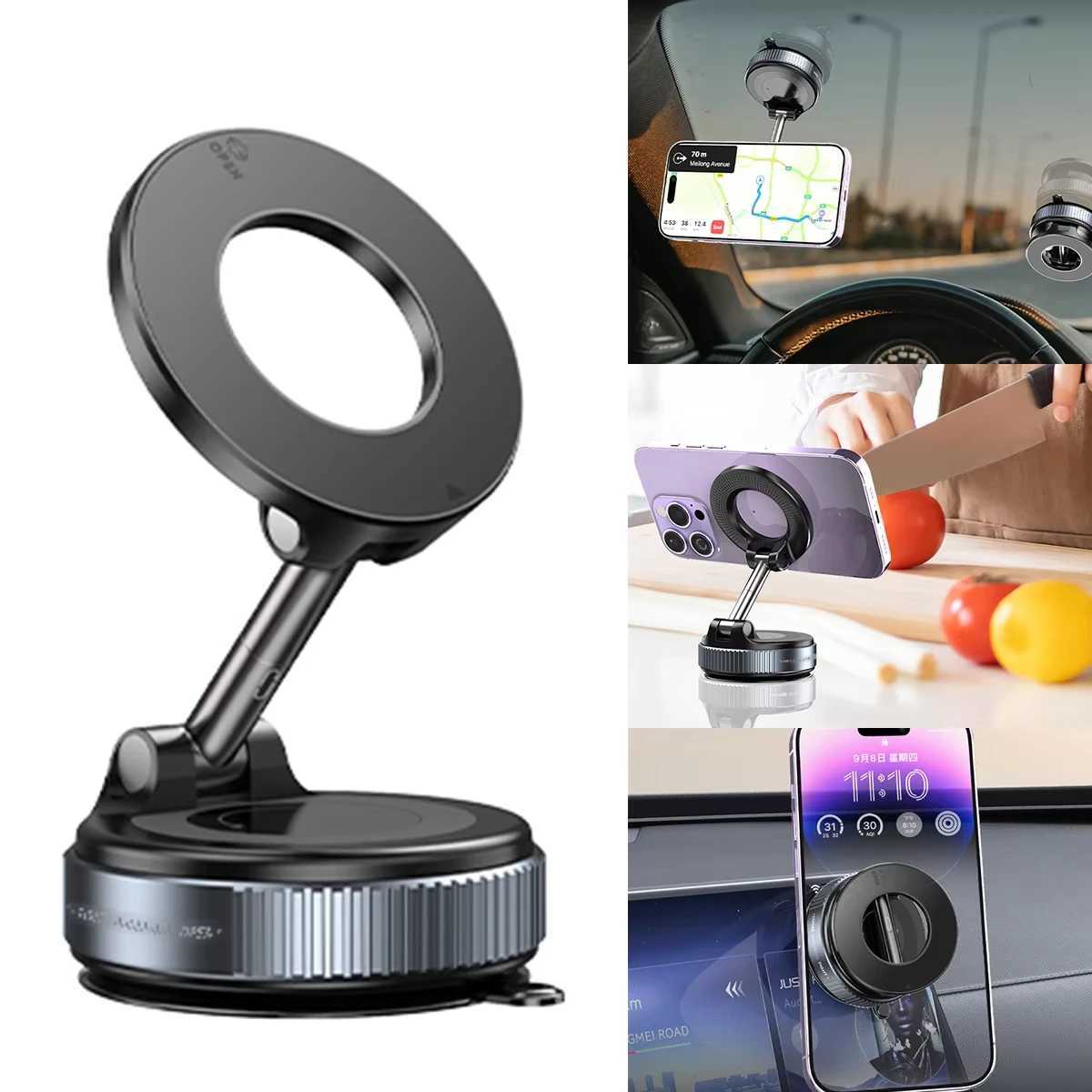Car Phone Magnetic Stand Mechanical Vacuum Suction Cup Rotate 360 Magnetic Adsorption Bracket Navigation Universal Holder C251210