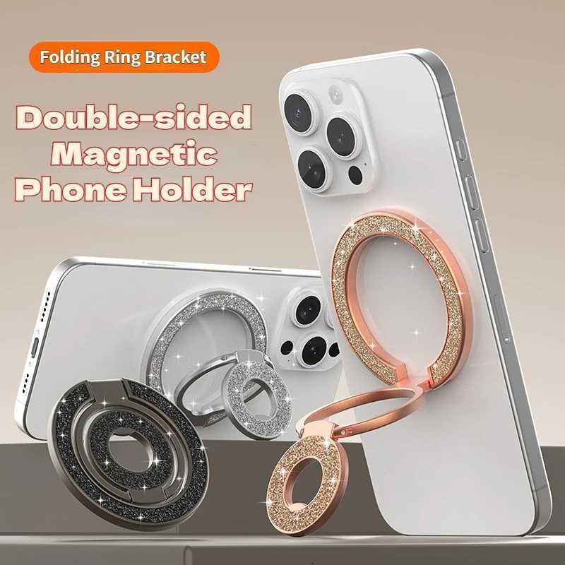 NEW Double-Sided Magnetic Phone Stand Ring Holder Kickstand Magnet Grip For iPhone 16 15 14 13 12 Pro Max Gym Car Holder C251210