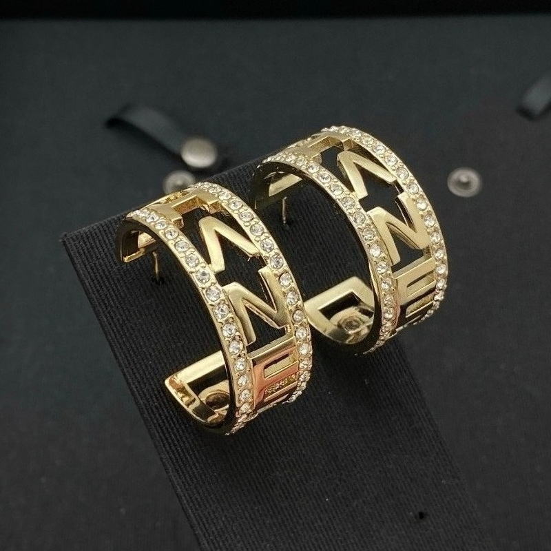 Women Earrings Loop Drop Ear Stud Gold Plated Copper Earrings Fashion Women Letter Crystal Pearl Stud Earrings Wedding Jewelry Gifts