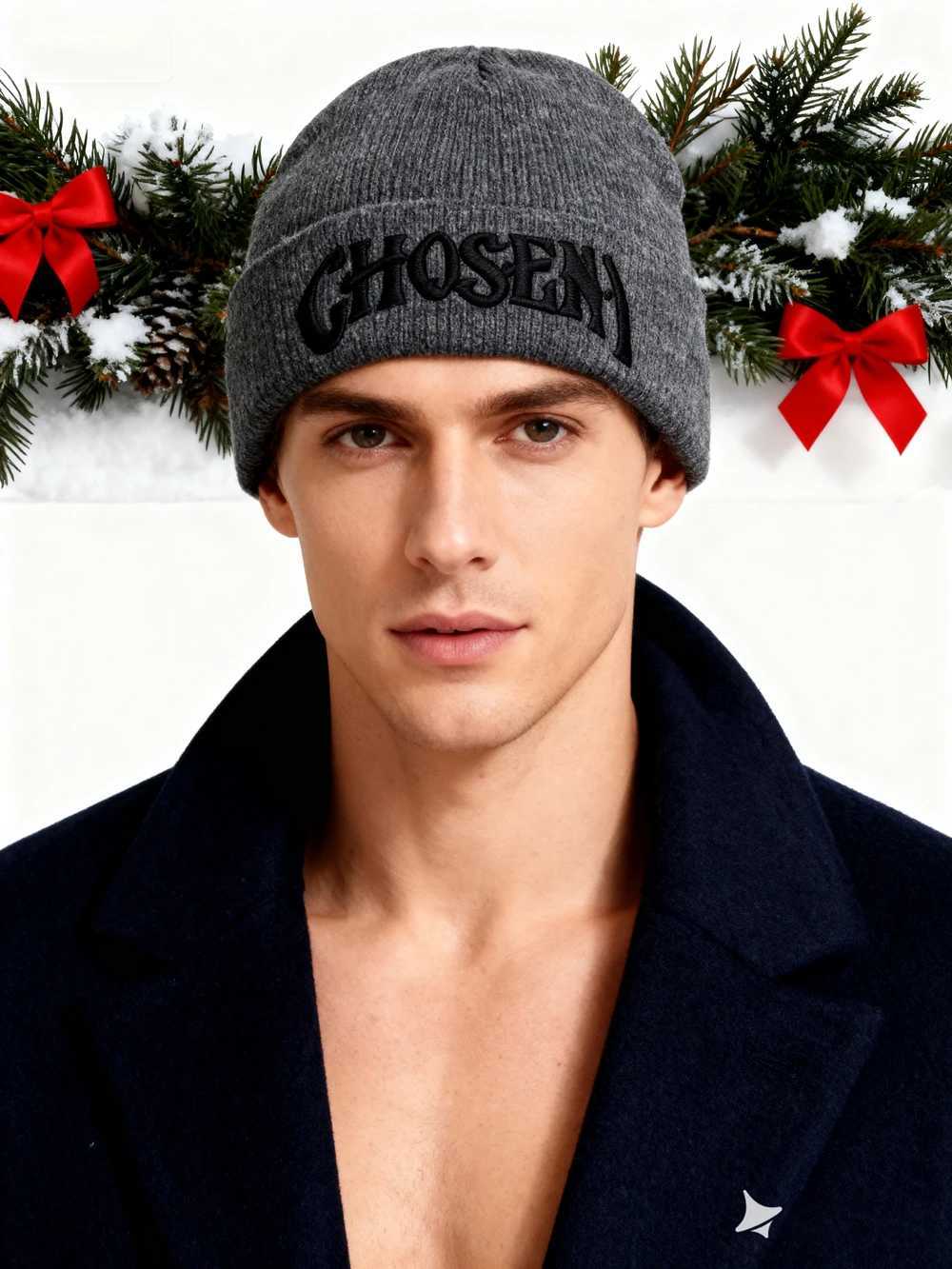 Luxury 1pcCHOSEN Embroidered Beanie Soft Stretchy Lightweight Winter Hat for Men Women Outdoor Hip Hop Fashion Y251209