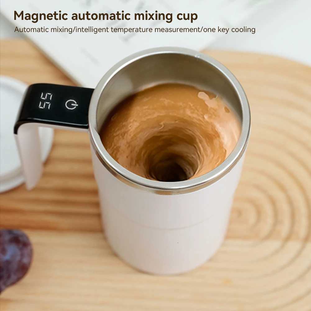 1Pc TYPE-C Rechargeable 155mAh Battery 304 Stainless Steel Automatic Stirring Cup Portable Coffee Mug with Temperature Display C251210