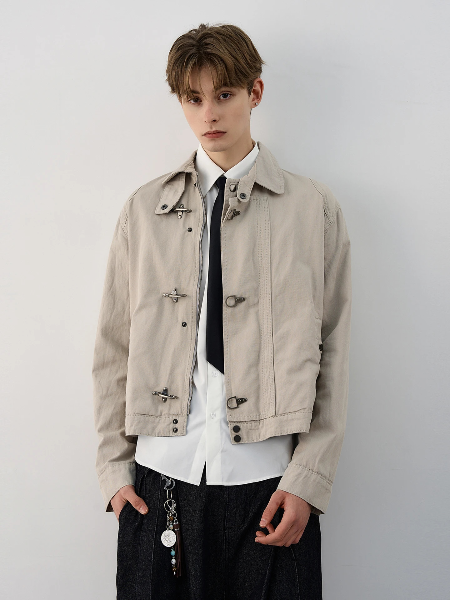 Y2k American Harajuku Retro Black Gothic High Street Aircraft Button Jacket Men And Women Korean Fashion Vintage Casual Jacket 251209