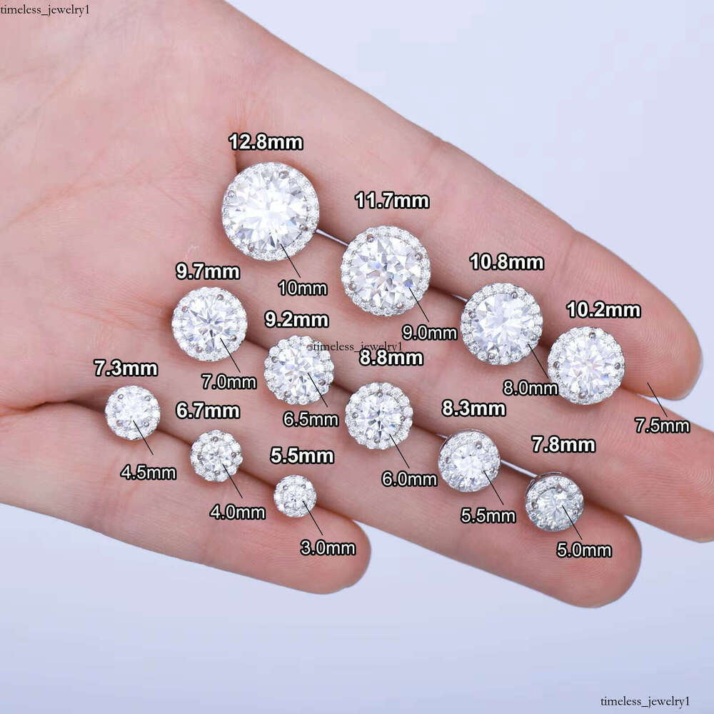 Jewelry Dropshipping Supplier Fashion Gold Plated 925 Sterling Silver Stunning VVS Moissanite VVS Moissanite Halo Men's Stud Earrings