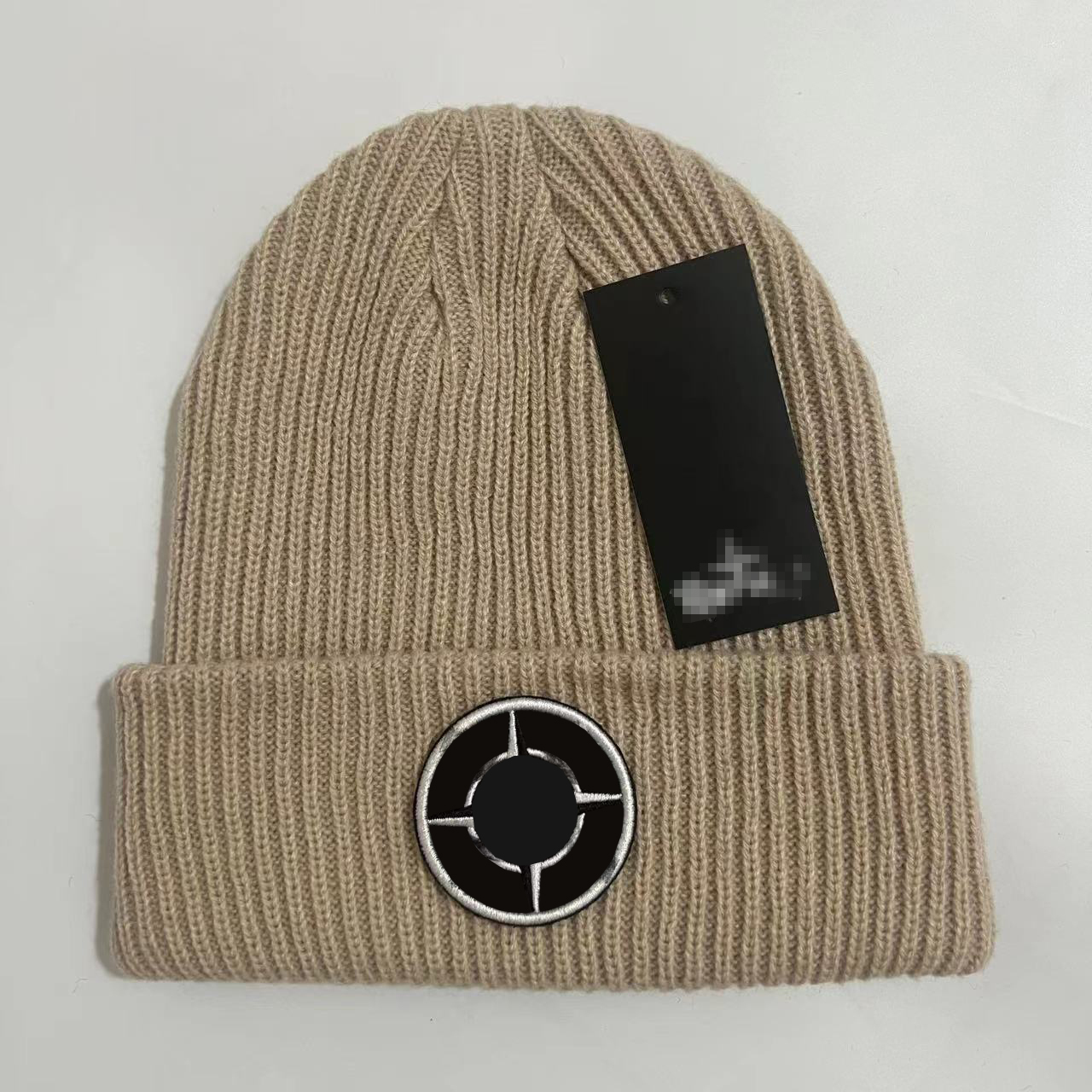 Fashion Men Classic Knitted Embroidery Bonnet Caps Women Designer Stone Beanie Hats Leisure Outdoor Hat Luxury White Knit Beanies Autumn Winter Cold-proof Skull Cap