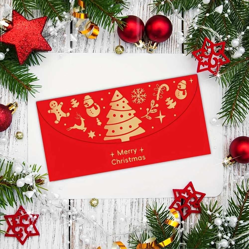 5/10pcs Bk Golden Foil Red Cash Envelopes - Self-Sealing Money Holders with Laser-Cut Edges Greek Key/Trefoil Patterns H251210