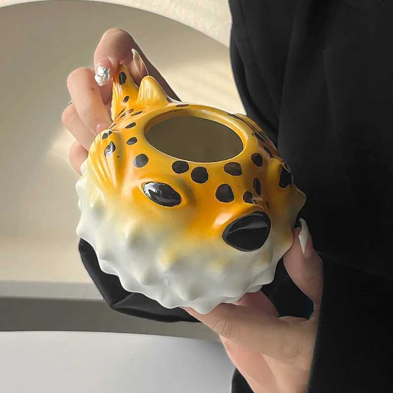 Creative Hawaii Tiki Ceramic Cup Personzed Bar Animal Cocktail Cup Tiki Cup Cute Pufferfish Tiki Mug Party Cocktail Glass C251210