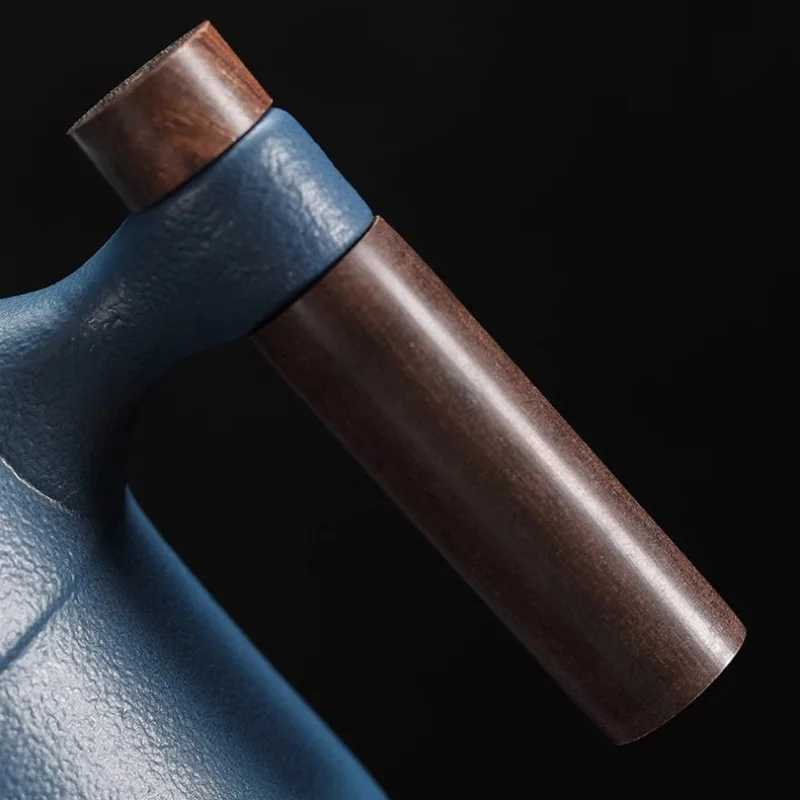 Black Ceramic Cup Wooden Handle Filter Tea Cup Ceramic Mug Creative Office Retro Water Cups and Mugs China Set Birthday Gift Box C251210