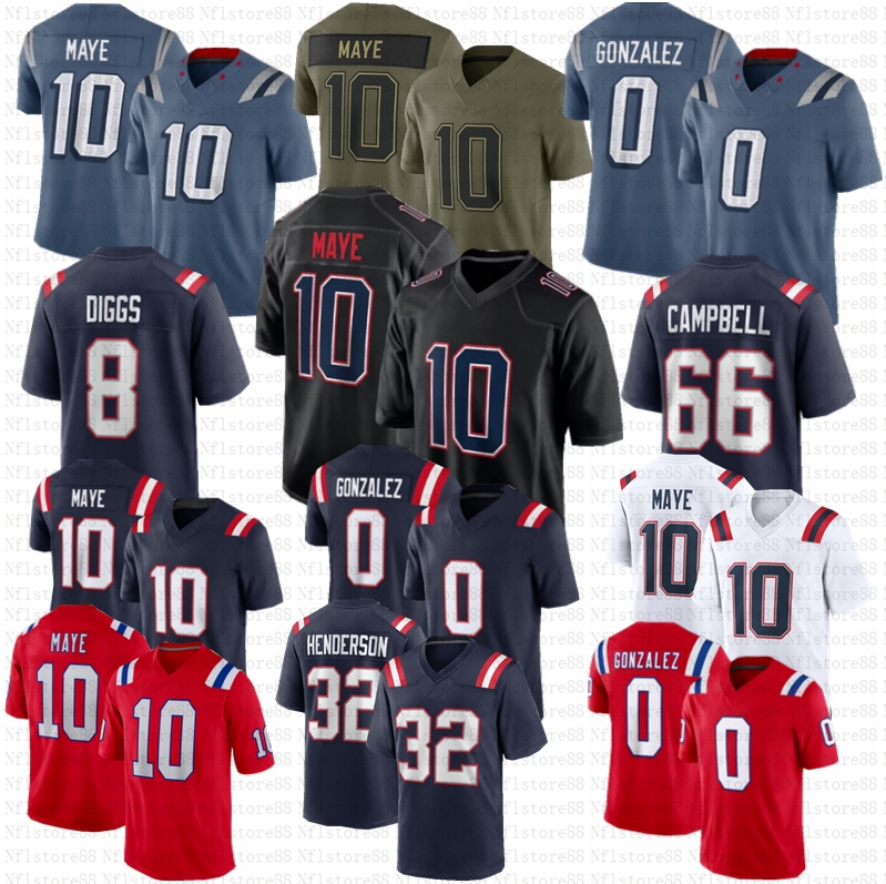2025 New Drake Maye Christian Gonzalez Stefon Diggs Football Jersey Will Campbell TreVeyon Henderson Stevenson Zappe Tom Brady Baker Peppers