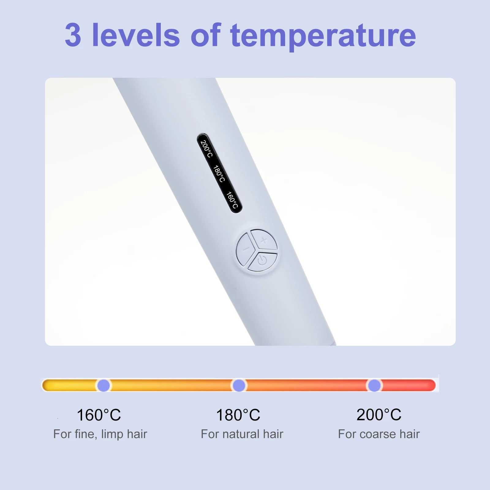 2 in 1 Flat Iron Hair Straightener Automatic Hair Curler Rotating Electric Curling Iron 3 Temperature Adjustable Curling WandT251210