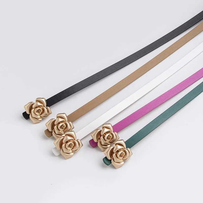 Luxury New Womens Simple and Versatile Rose Buckle Elegant Fashion Accessory Thin Waist Belt Y251210