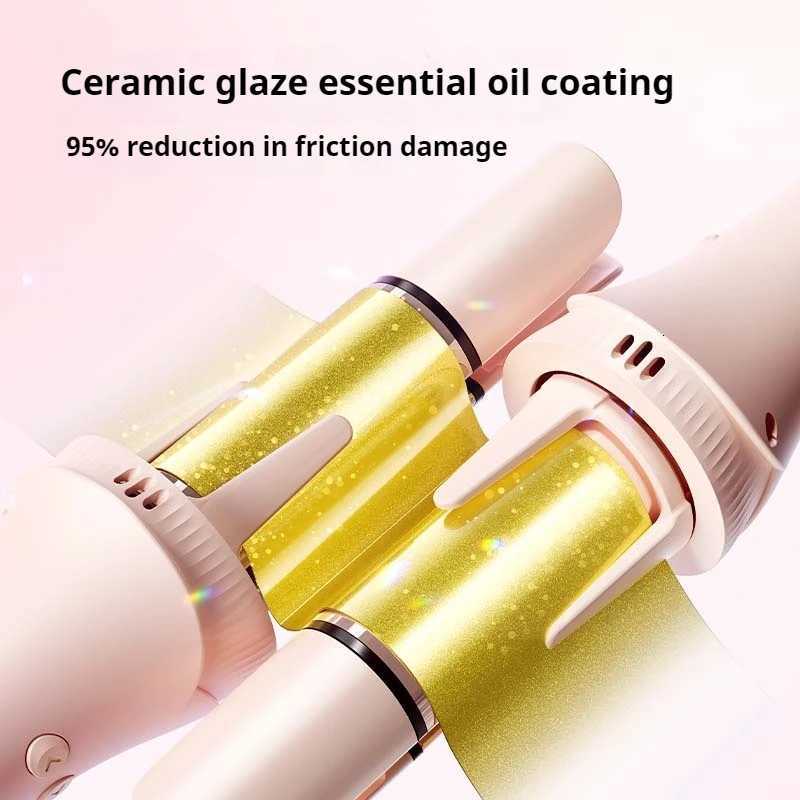 Automatic Curling Wand Iron Cold Air Setting Timer Guide Ceramic Coating Hot Air Brush For Long Curly Hair StylesT251210