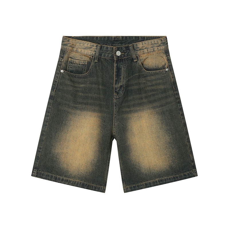 Men's Shorts Summer Denim Shorts Men's Loose Korean Style Retro Short Jeans Fashion Washed Casual Knee Length Pant New Streetwear