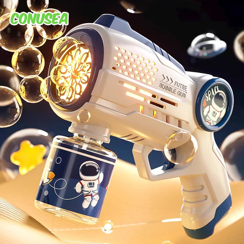 Electric Space Soap Bubble Gun Automatic Bubble Machine Maker Lights Astronaut Outdoor Games Park Toys for Kids Childrens Gift 251204