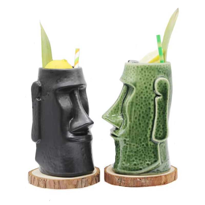 1PCS Ceramic Tiki Mugs Art Crafts Creative Hawaii Mugs Easter Island Tiki Mug 650ml C251210
