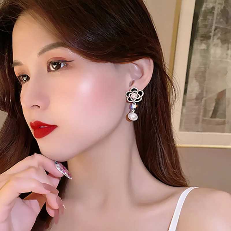 New Fashion lia Roses 925 Sier Needle Stud Earrings For Wen Imitation Pearl Geetric Drop Earring Party Wedding Jewelr Y251210