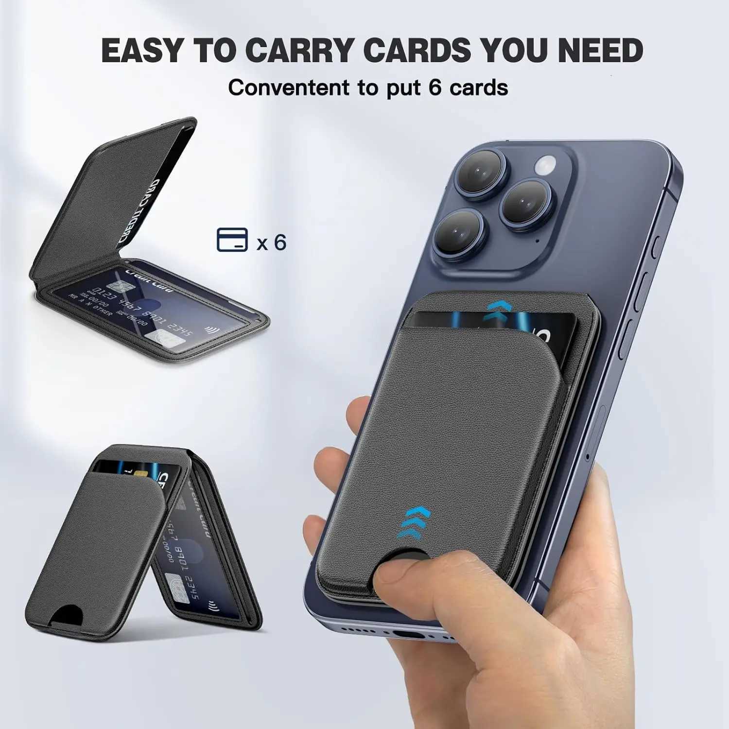 Card Phone Holder Lightweight Adjustable Leather Wallet Case for iPhone 17 16 15 12 Series Mafe Card Stand C251210
