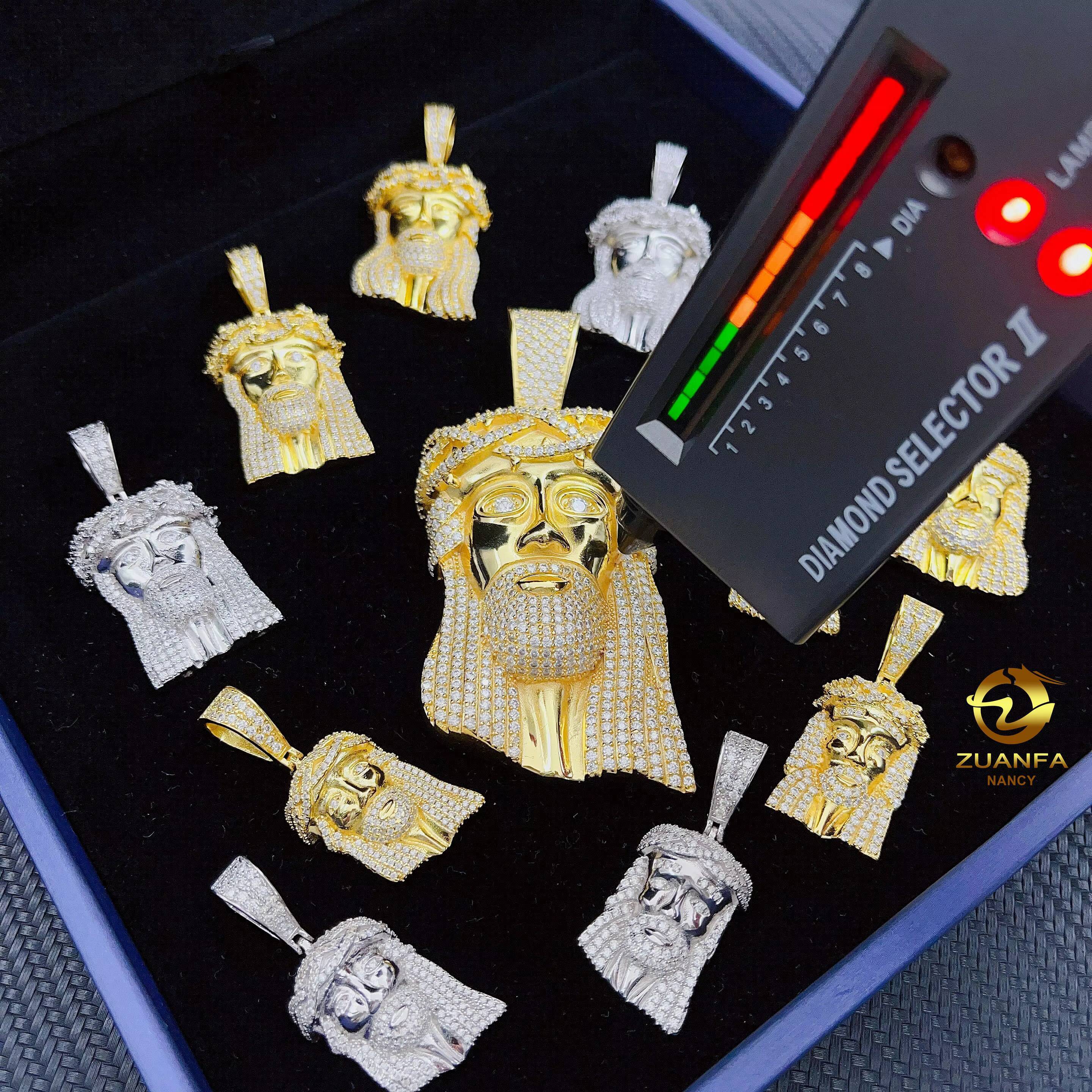 Fast Delivery Moissanite Jewelry Hip Hop 925 Sterling Silver VVS Moissanite Jesus Head Iced Out Jesus Pendant for Men
