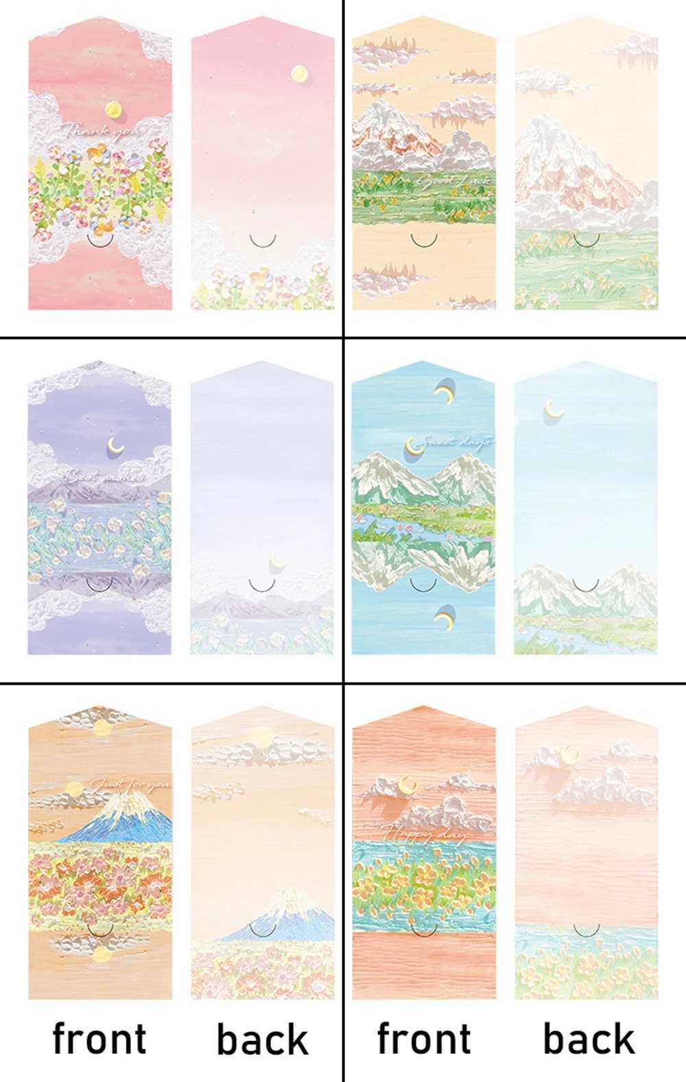 6pcs/set of oil painting style cards Thank you card Folding card Blessing message card Gift card Art painting postcard H251210