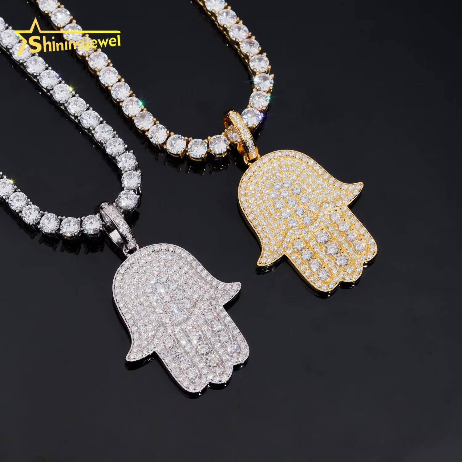 Ready to Ship Sterling Sliver 925 Gold Plated Pass Diamonds Test Moissanite Hip Hop Iced Out Pendant