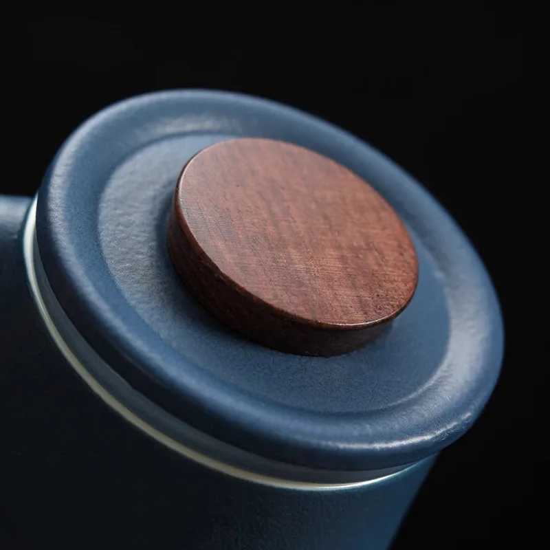 Black Ceramic Cup Wooden Handle Filter Tea Cup Ceramic Mug Creative Office Retro Water Cups and Mugs China Set Birthday Gift Box C251210