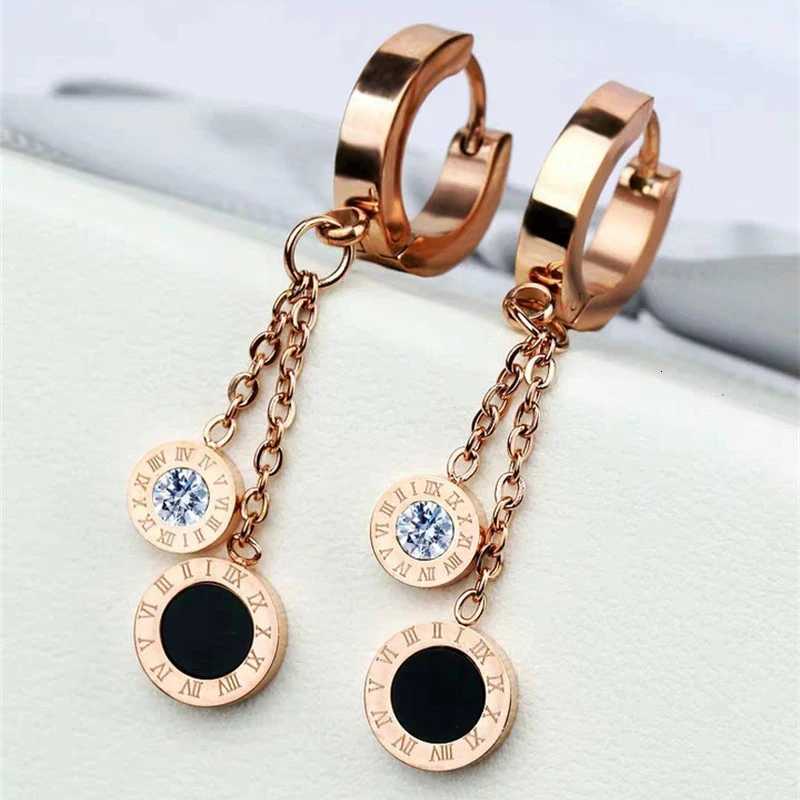 2021 New Classic Ran Digital Disc Pendant Rose Gold Long Earrings Girls Luxury Jewelry Party Fashion Accories For Wan Y251210