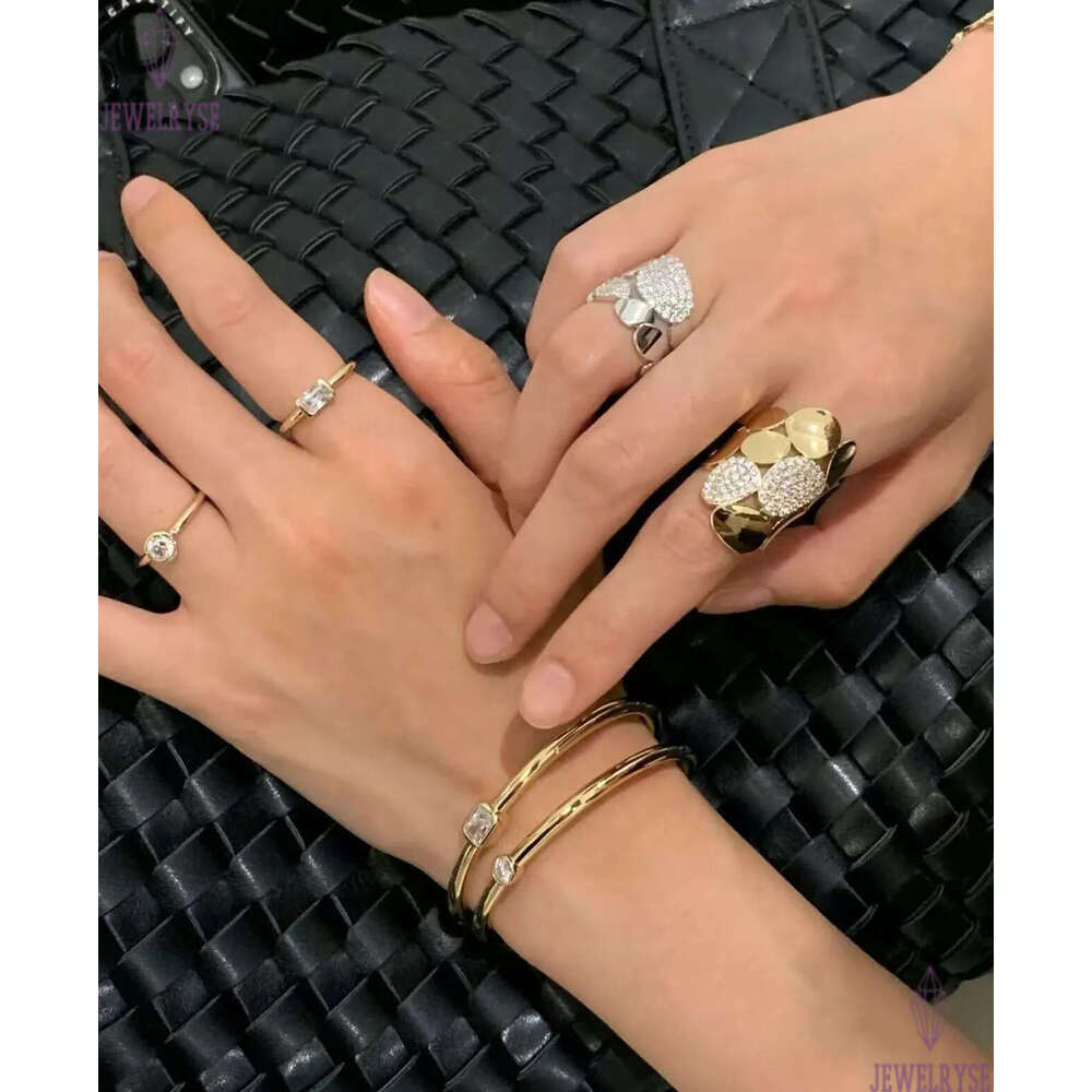 luxury 18k gold silver bling diamond for women men couple rings love drop waterdrop charm geometry round nail lovers ring jewelry